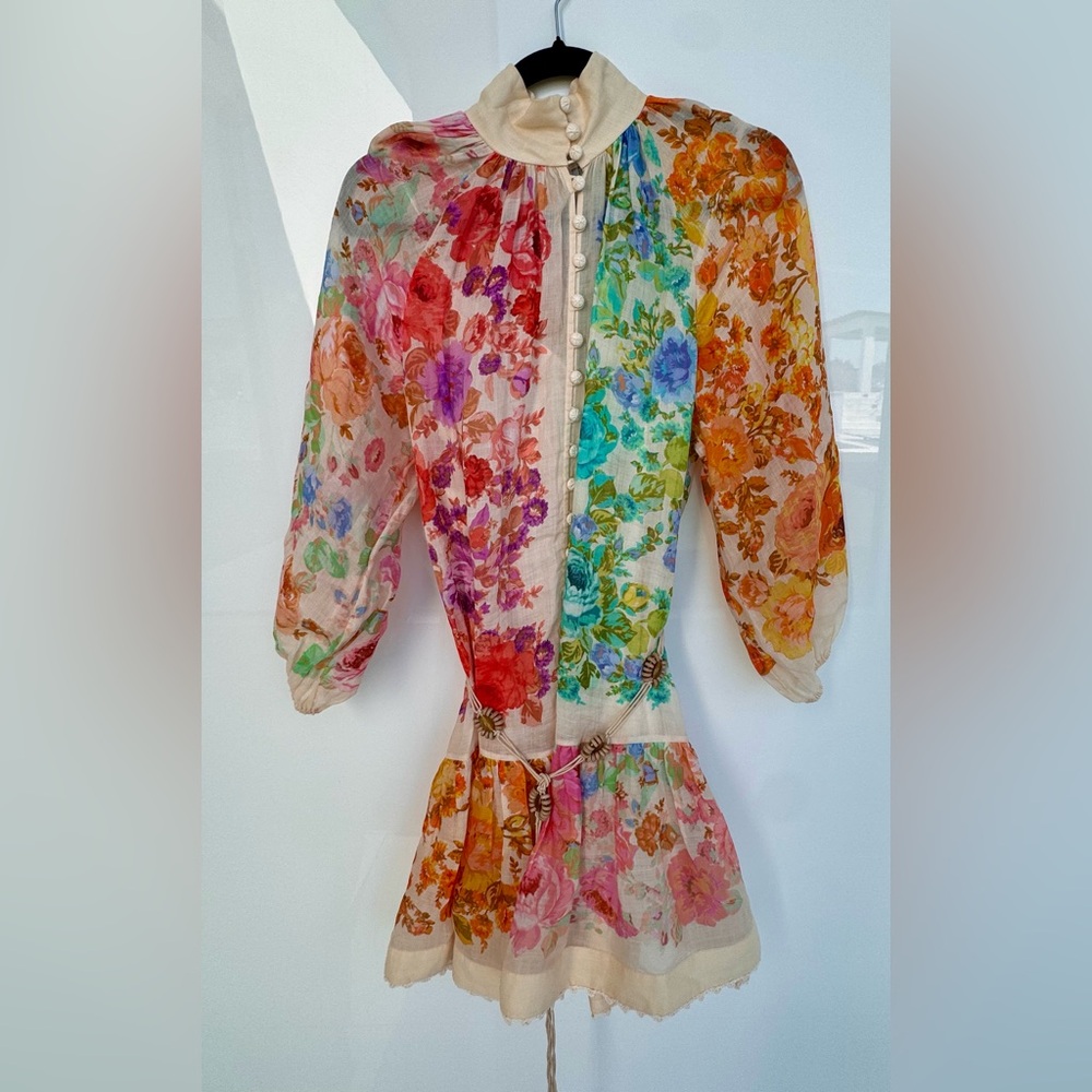 Zimmermann Cream and Gold Floral Dress